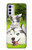 W3795 Kitten Cat Playful Siberian Husky Dog Paint Hülle Schutzhülle Taschen und Leder Flip für Motorola Moto G42