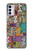 W3879 Retro Music Doodle Hülle Schutzhülle Taschen und Leder Flip für Motorola Moto G42