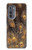 W3691 Gold Peacock Feather Hülle Schutzhülle Taschen und Leder Flip für Motorola Edge (2022)