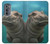 W3871 Cute Baby Hippo Hippopotamus Hülle Schutzhülle Taschen und Leder Flip für Motorola Edge (2022)