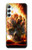 W0863 Hell Fire Skull Hülle Schutzhülle Taschen und Leder Flip für Samsung Galaxy A34 5G