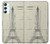 W3474 Eiffel Architectural Drawing Hülle Schutzhülle Taschen und Leder Flip für Samsung Galaxy A34 5G