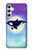 W3807 Killer Whale Orca Moon Pastel Fantasy Hülle Schutzhülle Taschen und Leder Flip für Samsung Galaxy A34 5G