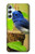 W3839 Bluebird of Happiness Blue Bird Hülle Schutzhülle Taschen und Leder Flip für Samsung Galaxy A34 5G