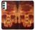 W3881 Fire Skull Hülle Schutzhülle Taschen und Leder Flip für Samsung Galaxy A34 5G