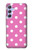 W2358 Pink Polka Dots Hülle Schutzhülle Taschen und Leder Flip für Samsung Galaxy A54 5G