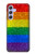 W2683 Rainbow LGBT Pride Flag Hülle Schutzhülle Taschen und Leder Flip für Samsung Galaxy A54 5G