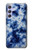 W3439 Fabric Indigo Tie Dye Hülle Schutzhülle Taschen und Leder Flip für Samsung Galaxy A54 5G