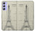 W3474 Eiffel Architectural Drawing Hülle Schutzhülle Taschen und Leder Flip für Samsung Galaxy A54 5G