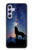 W3555 Wolf Howling Million Star Hülle Schutzhülle Taschen und Leder Flip für Samsung Galaxy A54 5G