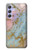 W3717 Rose Gold Blue Pastel Marble Graphic Printed Hülle Schutzhülle Taschen und Leder Flip für Samsung Galaxy A54 5G