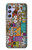 W3879 Retro Music Doodle Hülle Schutzhülle Taschen und Leder Flip für Samsung Galaxy A54 5G
