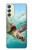 W1377 Ocean Sea Turtle Hülle Schutzhülle Taschen und Leder Flip für Samsung Galaxy A24 4G
