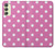 W2358 Pink Polka Dots Hülle Schutzhülle Taschen und Leder Flip für Samsung Galaxy A24 4G