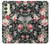 W2727 Vintage Rose Pattern Hülle Schutzhülle Taschen und Leder Flip für Samsung Galaxy A24 4G