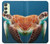 W3497 Green Sea Turtle Hülle Schutzhülle Taschen und Leder Flip für Samsung Galaxy A24 4G