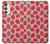 W3719 Strawberry Pattern Hülle Schutzhülle Taschen und Leder Flip für Samsung Galaxy A24 4G