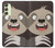 W3855 Sloth Face Cartoon Hülle Schutzhülle Taschen und Leder Flip für Samsung Galaxy A24 4G