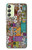 W3879 Retro Music Doodle Hülle Schutzhülle Taschen und Leder Flip für Samsung Galaxy A24 4G