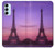 W3447 Eiffel Paris Sunset Hülle Schutzhülle Taschen und Leder Flip für Samsung Galaxy M14