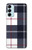 W3452 Plaid Fabric Pattern Hülle Schutzhülle Taschen und Leder Flip für Samsung Galaxy M14