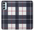 W3452 Plaid Fabric Pattern Hülle Schutzhülle Taschen und Leder Flip für Samsung Galaxy M14