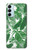 W3457 Paper Palm Monstera Hülle Schutzhülle Taschen und Leder Flip für Samsung Galaxy M14