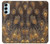 W3691 Gold Peacock Feather Hülle Schutzhülle Taschen und Leder Flip für Samsung Galaxy M14