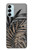 W3692 Gray Black Palm Leaves Hülle Schutzhülle Taschen und Leder Flip für Samsung Galaxy M14