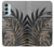 W3692 Gray Black Palm Leaves Hülle Schutzhülle Taschen und Leder Flip für Samsung Galaxy M14