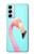 W3708 Pink Flamingo Hülle Schutzhülle Taschen und Leder Flip für Samsung Galaxy M14