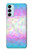 W3747 Trans Flag Polygon Hülle Schutzhülle Taschen und Leder Flip für Samsung Galaxy M14