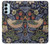W3791 William Morris Strawberry Thief Fabric Hülle Schutzhülle Taschen und Leder Flip für Samsung Galaxy M14