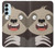 W3855 Sloth Face Cartoon Hülle Schutzhülle Taschen und Leder Flip für Samsung Galaxy M14