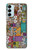 W3879 Retro Music Doodle Hülle Schutzhülle Taschen und Leder Flip für Samsung Galaxy M14