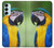W3888 Macaw Face Bird Hülle Schutzhülle Taschen und Leder Flip für Samsung Galaxy M14