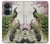 W2773 Peacock Chinese Brush Painting Hülle Schutzhülle Taschen und Leder Flip für OnePlus Nord CE 3 Lite, Nord N30 5G