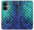 W3047 Green Mermaid Fish Scale Hülle Schutzhülle Taschen und Leder Flip für OnePlus Nord CE 3 Lite, Nord N30 5G
