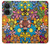 W3281 Colorful Hippie Flowers Pattern Hülle Schutzhülle Taschen und Leder Flip für OnePlus Nord CE 3 Lite, Nord N30 5G