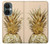 W3490 Gold Pineapple Hülle Schutzhülle Taschen und Leder Flip für OnePlus Nord CE 3 Lite, Nord N30 5G
