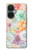 W3705 Pastel Floral Flower Hülle Schutzhülle Taschen und Leder Flip für OnePlus Nord CE 3 Lite, Nord N30 5G