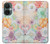 W3705 Pastel Floral Flower Hülle Schutzhülle Taschen und Leder Flip für OnePlus Nord CE 3 Lite, Nord N30 5G