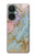 W3717 Rose Gold Blue Pastel Marble Graphic Printed Hülle Schutzhülle Taschen und Leder Flip für OnePlus Nord CE 3 Lite, Nord N30 5G