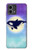 W3807 Killer Whale Orca Moon Pastel Fantasy Hülle Schutzhülle Taschen und Leder Flip für Motorola Moto G Stylus 5G (2023)