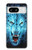 W0752 Blue Fire Grim Wolf Hülle Schutzhülle Taschen und Leder Flip für Google Pixel 8