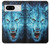 W0752 Blue Fire Grim Wolf Hülle Schutzhülle Taschen und Leder Flip für Google Pixel 8