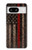 W3804 Fire Fighter Metal Red Line Flag Graphic Hülle Schutzhülle Taschen und Leder Flip für Google Pixel 8