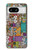 W3879 Retro Music Doodle Hülle Schutzhülle Taschen und Leder Flip für Google Pixel 8