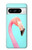 W3708 Pink Flamingo Hülle Schutzhülle Taschen und Leder Flip für Google Pixel 8 pro