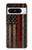 W3804 Fire Fighter Metal Red Line Flag Graphic Hülle Schutzhülle Taschen und Leder Flip für Google Pixel 8 pro